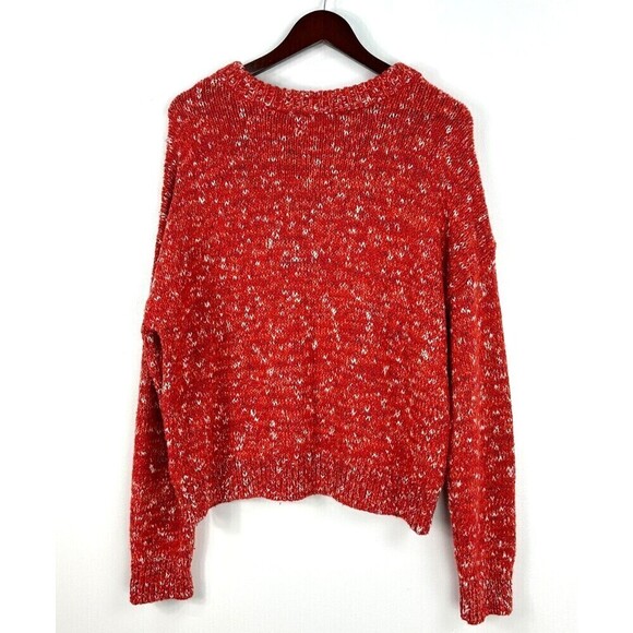Goodthreads Women Sz XL Short Crewneck Popcorn Marled Red Long Sleeve Sweater R2 - Picture 5 of 13
